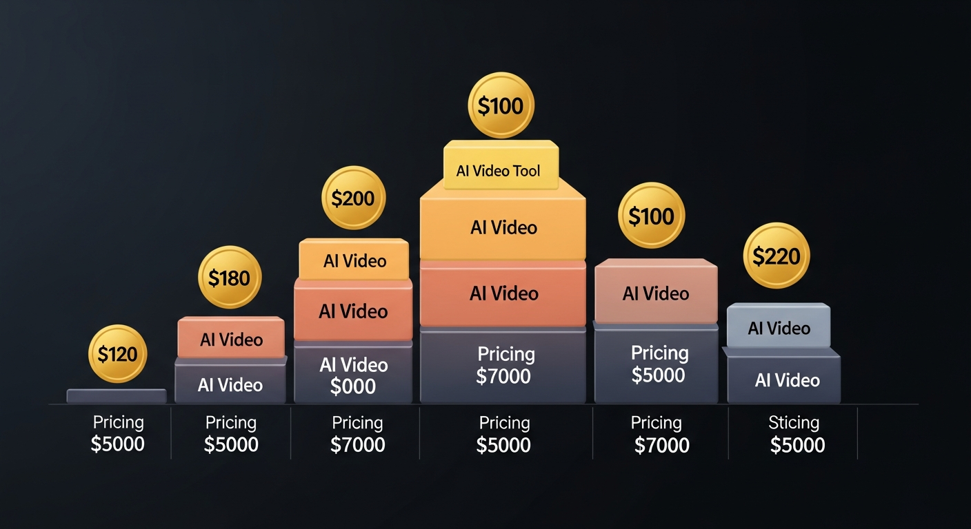 Pricing comparison chart for AI video generators in 2026